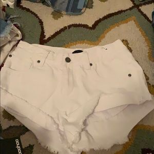 White jean shorts